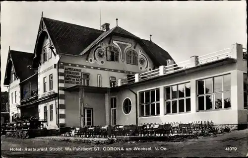 Ak St Corona am Wechsel in Niederösterreich, Hotel Restaurant Strobl