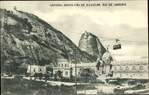 Ak Rio de Janeiro Brasilien, Caminho aereo fao de assacar, Seilbahn, Zuckerhut