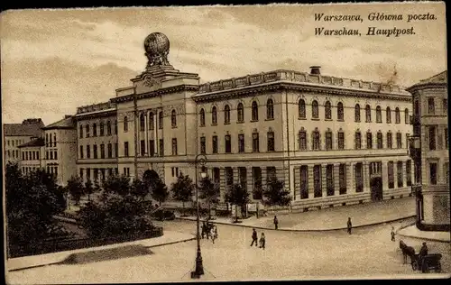 Ak Warszawa Warschau Polen, Hauptpost
