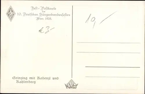 Künstler Ak Wien 19 Döbling Grinzing, 10. Deutsches Sängerbundesfest 1928, Kahlenberg