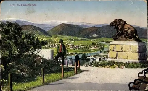 Ak Graz Steiermark, Hackherdenkmal, Ort