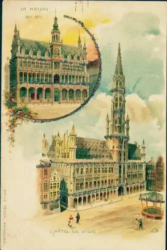 Glitzer Litho Brüssel Brüssel, Maisons du Roi, Hôtel de Ville