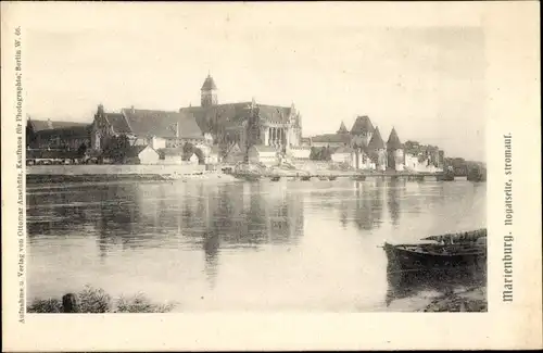 Ak Malbork Marienburg Westpreußen, Nogatseite, Stromauf