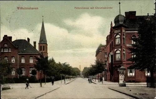 Ak Wilhelmshaven an der Nordsee, Peterstraße, Christuskirche