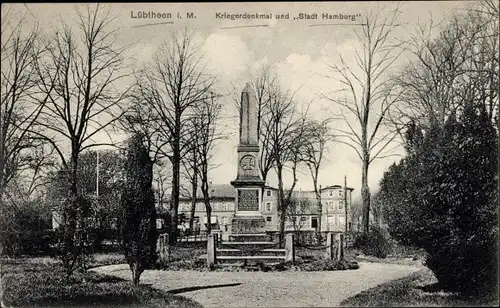 Ak Lübtheen in Mecklenburg, Kriegerdenkmal und Stadt Hamburg