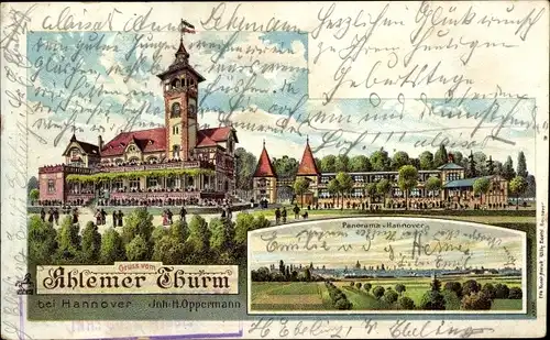 Litho Ahlem Hannover in Niedersachsen, Panorama, Ahlemer Turm