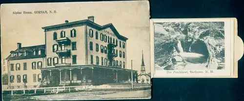 Leporello Ak Gorham New Hampshire USA, Alpine House, Universalist-Church, Schulhaus