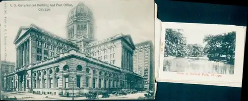 Leporello Ak Chicago Illinois USA, Postamt, Regierungsgebäude, Garfield-Park