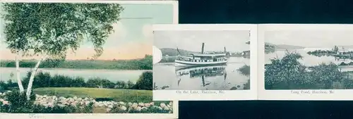 Leporello Ak Harrison Maine USA, Highland-Lake, Lovers Lane, Harrison-House