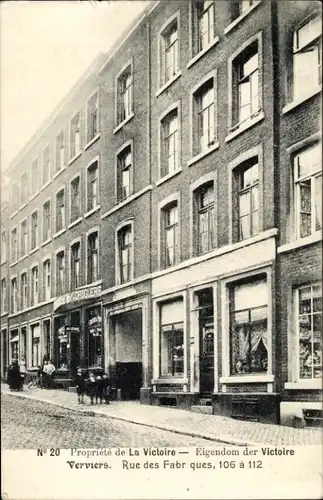 Ak Verviers Wallonien Lüttich, Versicherungsgesellschaft La Victoire, Rue des Fabriques 106-112