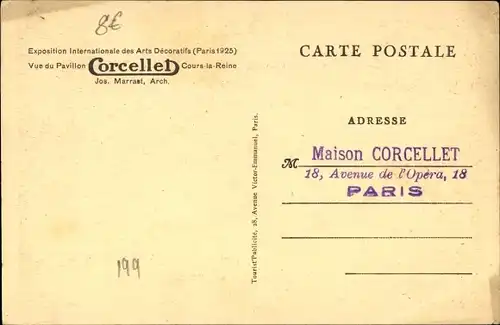 Ak Paris, Ausstellung für dekorative Kunst 1925, Corcelles-Pavillon