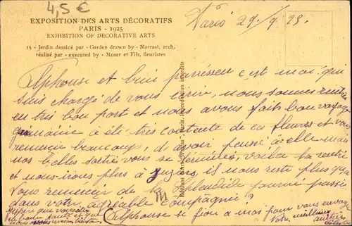 Ak Paris, Ausstellung für dekorative Kunst 1925, Garten entworfen von