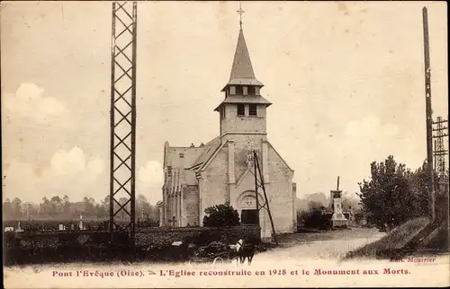 Ak Pont L'Évêque Oise, Kirche, Kriegerdenkmal