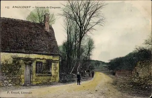 Ak Angicourt Oise, la Route de Cinqueux