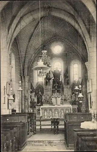 Ak Avrechy Oise, l'Interieur de l'Eglise