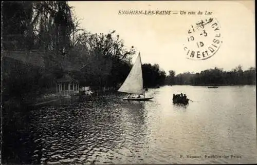 Ak Enghien les Bains Val d’Oise, Eine Ecke des Sees