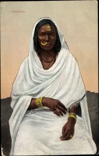 Ak Portrait einer Afrikanerin mit Schmuck