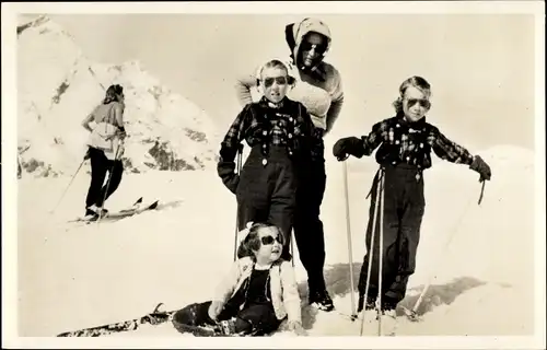 Ak Zermatt Kanton Wallis, Königsfamilie im Skiurlaub, 3. April 1947
