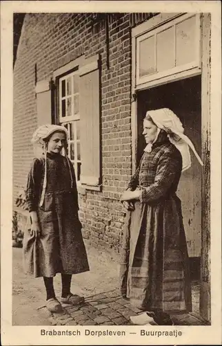 Ak Brabantsch Dorpsleven, Buurpraatje, Niederländische Volkstracht