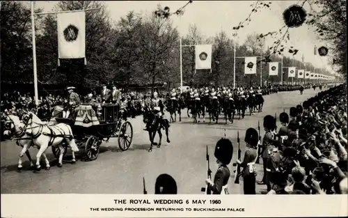 Ak City of Westminster London England, Königliche Hochzeit 1960, Rückkehr zum Buckingham Palace