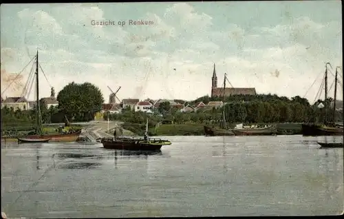 Ak Renkum Gelderland, Teilansicht, Wasserblick, Kirche, Windmühle