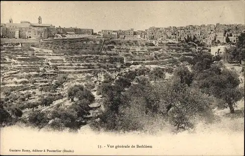 Ak Betlehem Israel, Gesamtansicht, Panorama, Ort, Felder