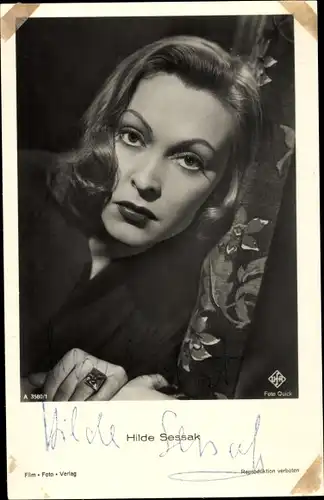 Ak Schauspielerin Hilde Sessak, Portrait, UFA Film, Autogramm