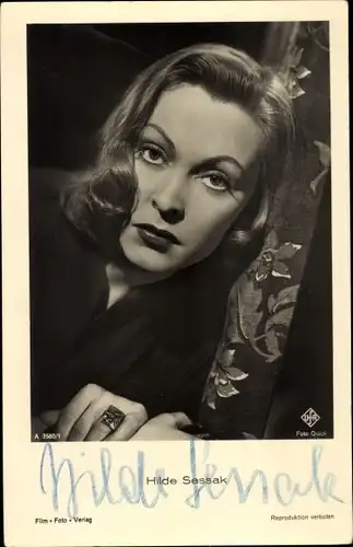 Ak Schauspielerin Hilde Sessak, Portrait, UFA Film, Autogramm