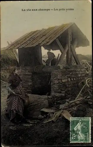 Ak Leben auf den Feldern, kleine Nachbarn