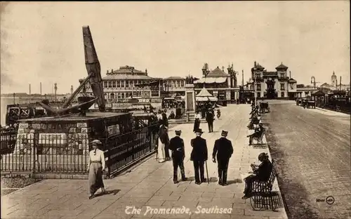 Ak Southsea Portsmouth Südostengland, Promenade
