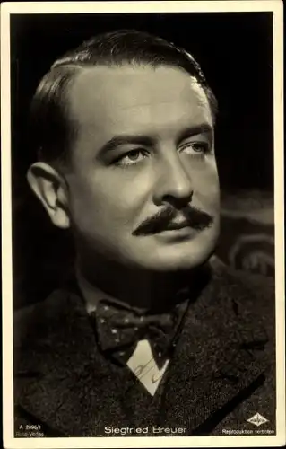 Ak Schauspieler Siegfried Breuer, Portrait, Autogramm