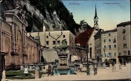 Ak Salzburg in Österreich, Pferdeschwemma