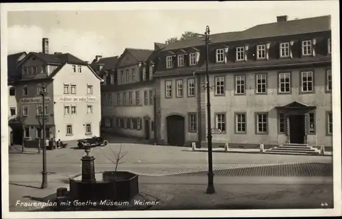 Ak Weimar in Thüringen, Frauenplan mit Goethe Museum, Gasthaus zum weißen Schwan