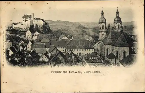 Ak Gößweinstein in Oberfranken, Teilansicht, Kirche, Burg