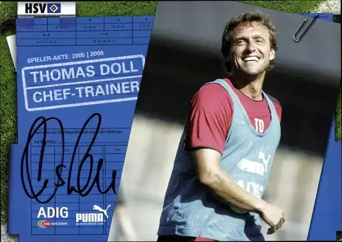 Autogrammkarte Chef-Trainer Thomas Doll, Hamburger SV