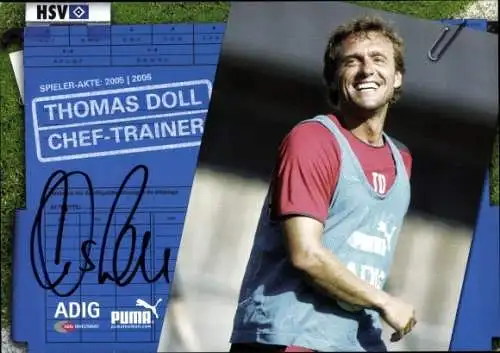 Autogrammkarte Chef-Trainer Thomas Doll, Hamburger SV