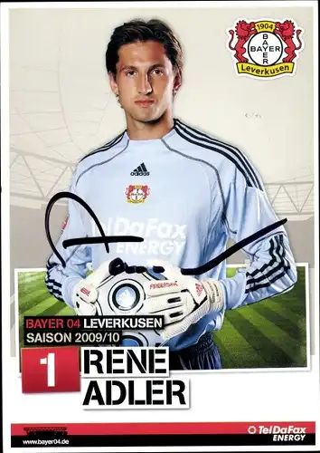 Autogrammkarte Fußballspieler Rene Adler, Bayer Leverkusen