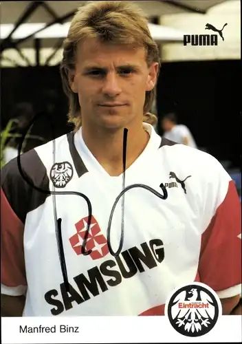 Autogrammkarte Fußballspieler Manfred Binz, Eintracht Frankfurt