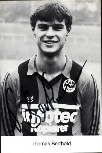 Autogrammkarte Fußballspieler Thomas Berthold, Eintracht Frankfurt