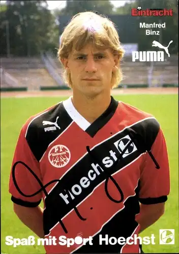 Autogrammkarte Fußballspieler Manfred Binz, Eintracht Frankfurt