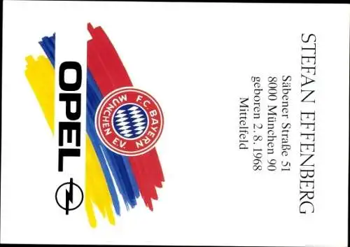 Autogrammkarte Fußballspieler Stefan Effenberg, Bayern München