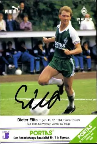 Ak Fußballspieler Dieter Eilts, Werder Bremen, Autogramm