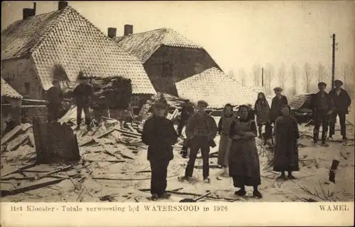 Ak Wamel West Maas und Waal Gelderland, Das Kloster, Totale Zerstörung, Überschwemmung 1926