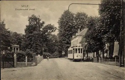 Ak Velp Gelderland Niederlande, Zutphensche Straße, Straßenbahn