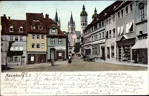 Ak Naumburg an der Saale, Steinweg, Dom, Geschäfte, Brauerei