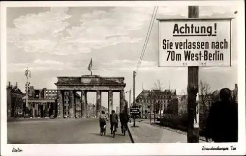 Ak Berlin, Brandenburger Tor, Grenze zu Ost Berlin
