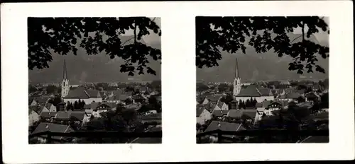 Stereo Raumbild Foto Schöne Heimat Nr. 2, Partenkirchen, Teilansicht, Kirche