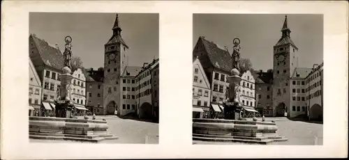 Stereo Raumbild Foto Schöne Heimat Nr. 9, Landsberg am Lech, Marktplatz