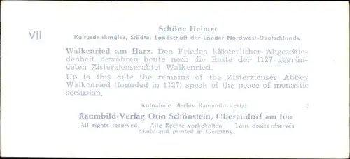 Stereo Raumbild Foto Schöne Heimat Nr. 7, Walkenried am Harz, Zisterzienserabtei