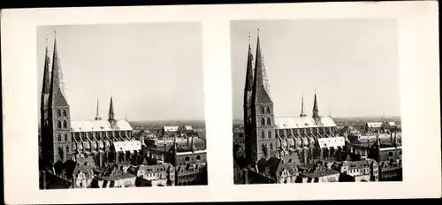 Stereo Raumbild Foto Schöne Heimat Nr. 4, Lübeck, Marienkirche, Stadtansicht